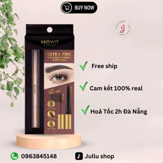 Chì kẻ mày Browit Nongchat 2in1 + mascara kẻ mày dễ kẻ kháng nước  Browit Ultra Fine Duo Eyebrow Pencil & Mascara