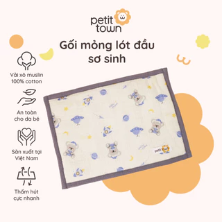 Gối lót đầu cho bé sơ sinh Petit Town vải xô muslin