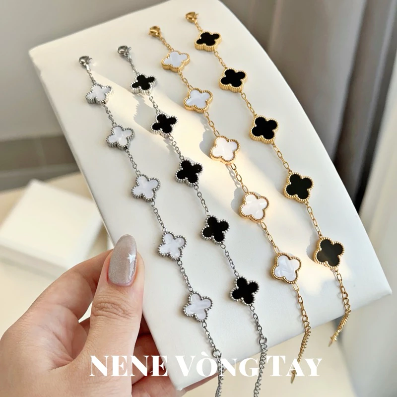 Lắc tay cỏ 4 lá titan xinh đẹp ko rỉ - phụ kiện nữ xinh