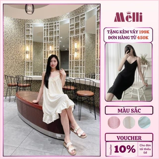 Váy đầm nữ 2 dây mặc nhà chất đũi cotton thoáng mát cách điệu, Váy babydoll 2 dây trơn phong cách Hàn Quốc dễ thương V29