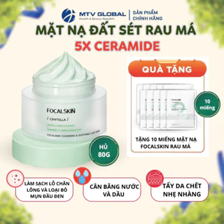 Mặt Nạ Đất Sét Rau Má Focalskin Bổ Sung 5X Ceramide Giúp Làm Sạch Sâu Kiềm Dầu Ngăn Ngừa Mụn 80g