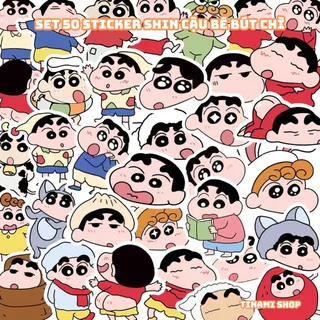 Set 100 sticker nhãn dán Shin chan cậu bé bút chì hình dán hoạt hình hài hước dùng trang trí