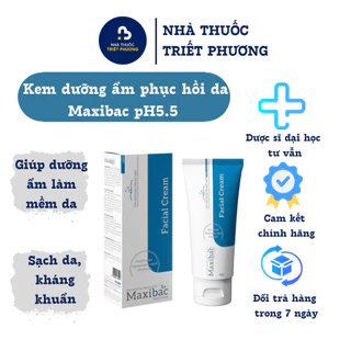 Kem dưỡng ẩm phục hồi da Maxibac pH5.5 Facial Cream - Ngăn ngừa da khô nứt nẻ - Tuýp 50g