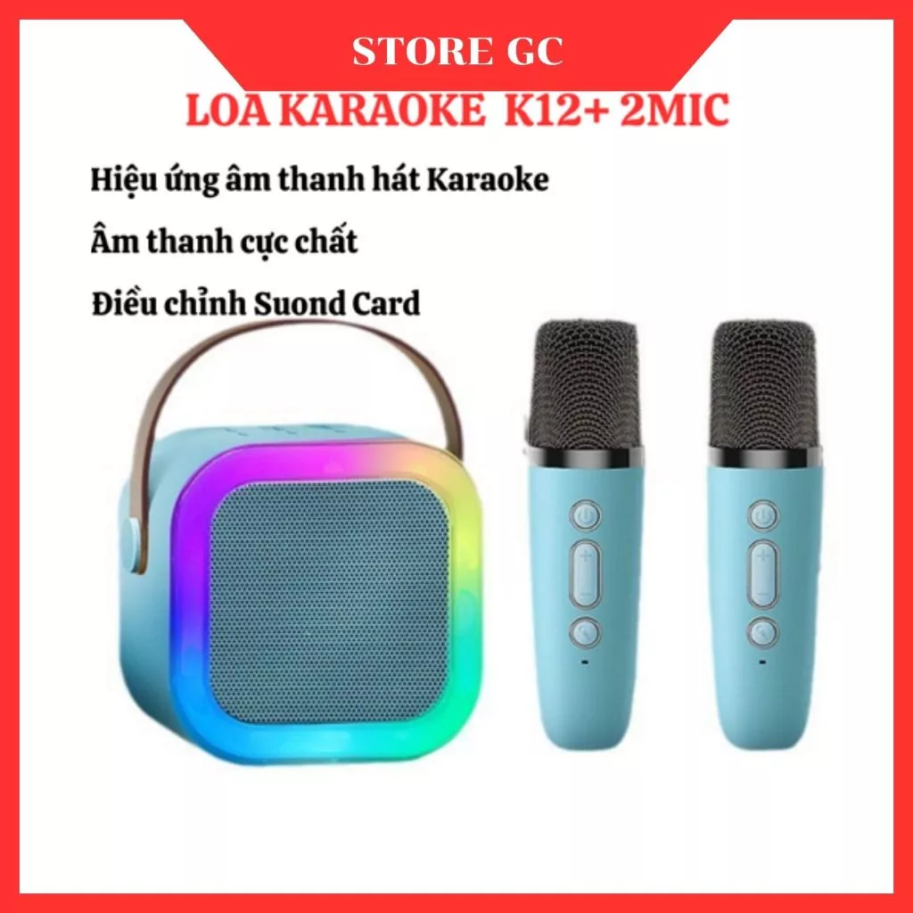 Loa hát Karaoke K12 + tặng kèm 02 mic hát không dây âm thanh cực chất bảo hành 12 tháng