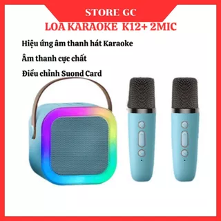 Loa hát Karaoke K12 + tặng kèm 02 mic hát không dây âm thanh cực chất bảo hành 12 tháng