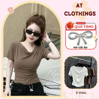 Áo Thun Nữ Cổ Đổ 💖𝑭𝒓𝒆𝒆𝒔𝒉𝒊𝒑💖 Áo Thun Nữ Kiểu Cổ Đổ Dáng Slim Fit Tôn Dáng,Chất Bozip Thấm Hút