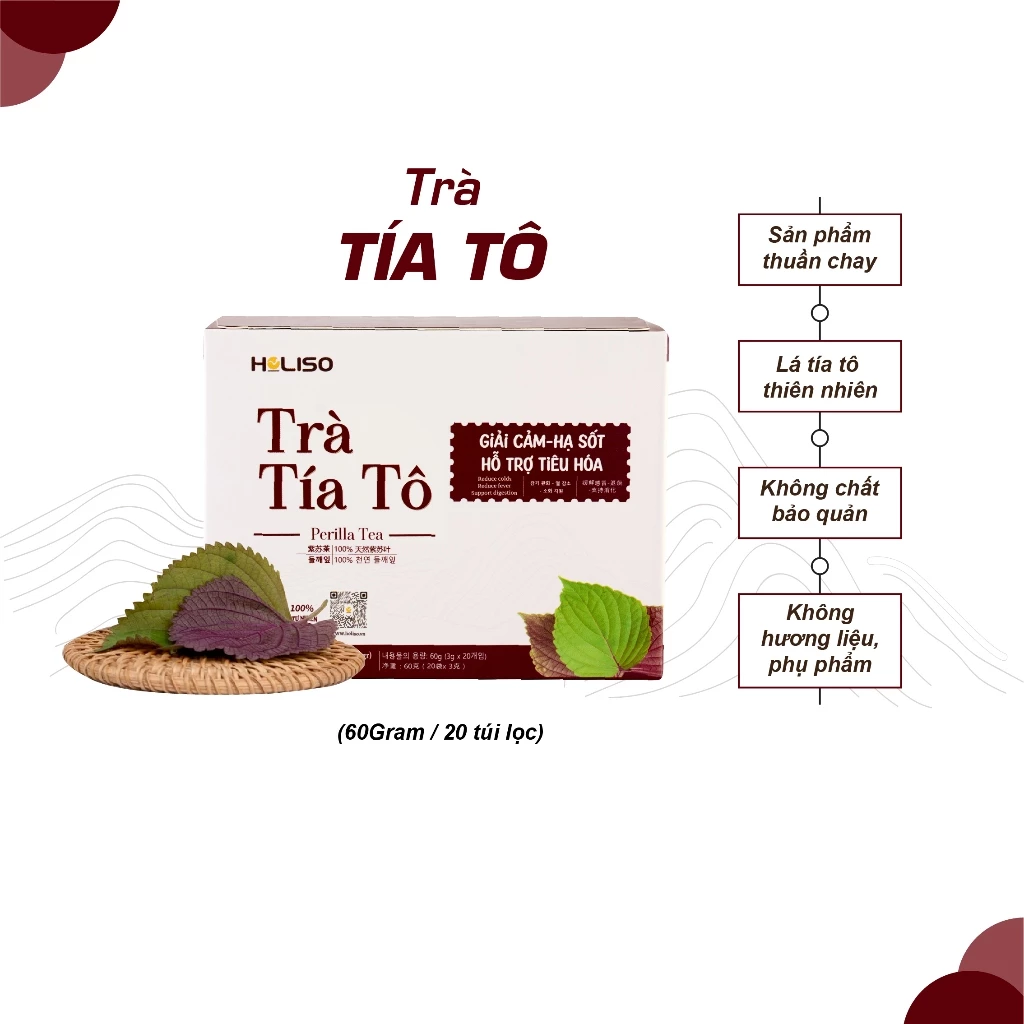 Trà Tía Tô Holiso tan mỡ giảm cân [CHÍNH HÃNG - 20 gói x 3gram]