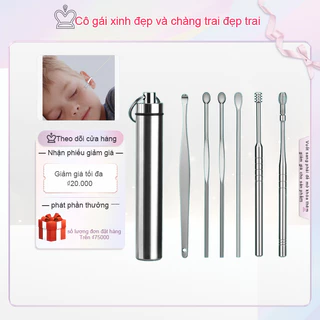 Bộ lấy ráy tai 10 món bộ dụng cụ ngoáy tai chuyên nghiệp Inox kèm hộp