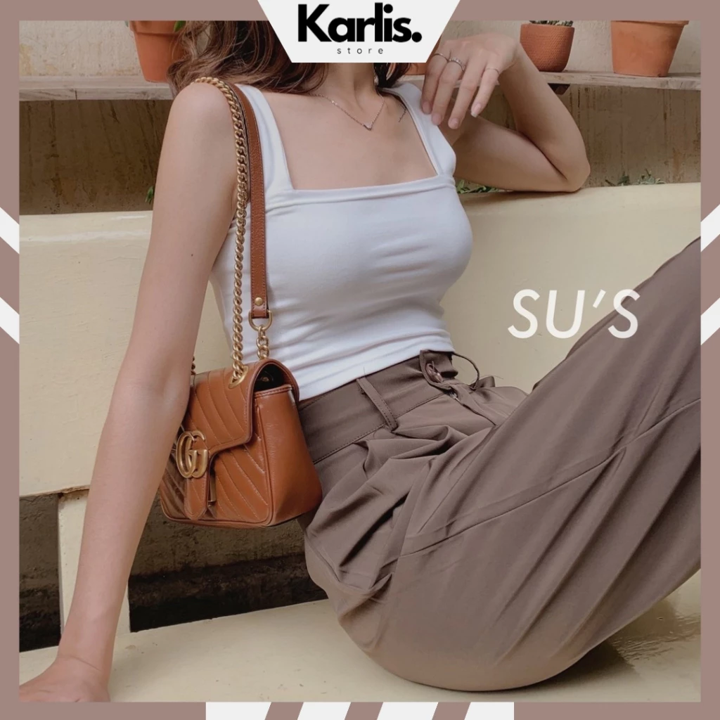 Áo 2 dây có mút ngực Karlis Store dáng croptop chất dày dặn thoáng mát phong cách cá tính sexy