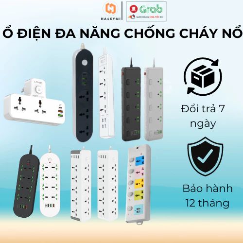 Ổ Cắm Điện Đa Năng Thông Minh,Chịu Tải 3000W,Chống Cháy Nổ,Chống Giật,Quá Tải Tự Ngắt,Dây 2m,Kèm Cổng Sạc USB TypeC