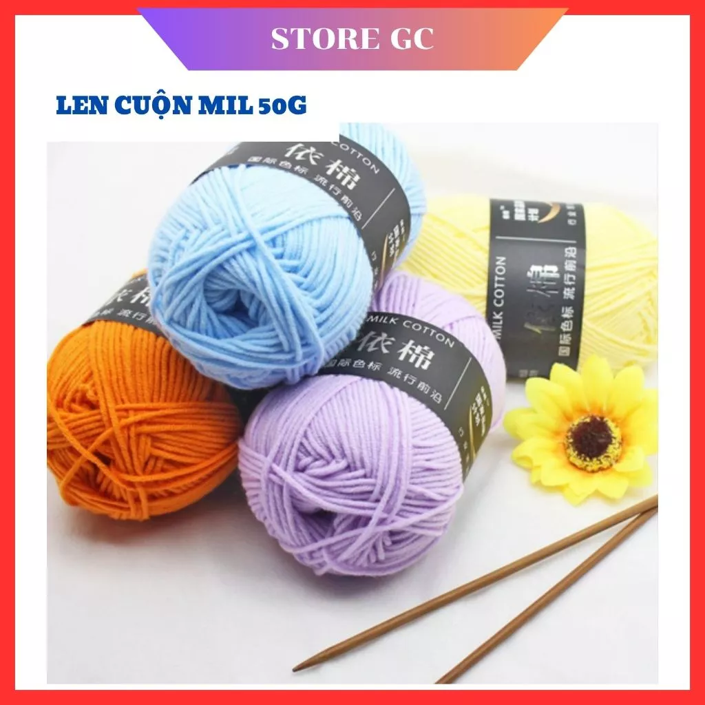 Len Milk Cotton 50g - Len Đan Móc Khăn, Áo, Thú Bông, Túi Xách, Đồ Trang Trí