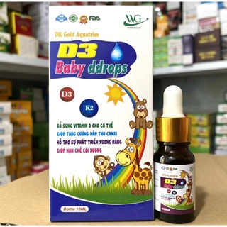 Aquatrim D3 baby ddrops Vitamin D3 & K2 Mk7 giúp hấp thụ canxi hiệu quả, giúp xương và răng chắc khỏe, giảm còi xương