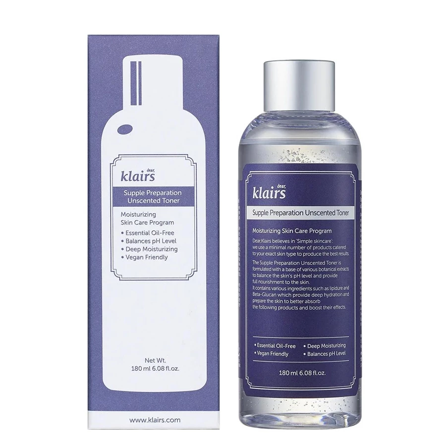 Nước hoa hồng Dear, Klairs Supple Preparation Unscented Toner 180ml