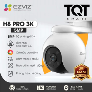 Camera WiFi EZVIZ H8 PRO 3K 5MP Ngoài Trời - Xoay 360 Độ - Đàm Thoại 2 Chiều - Báo Động Chống Trộm - BH 2 Năm -TQT SMART
