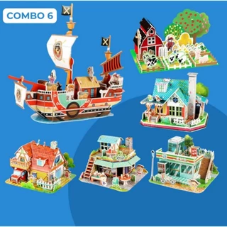 Combo 6 Bộ Mới Đồ Chơi Lắp Ghép Mô Hình 3D Bằng Xốp Size To Đáng Yêu Cho Bé - Phát Triển Tư Duy, Tính Sáng Tạo