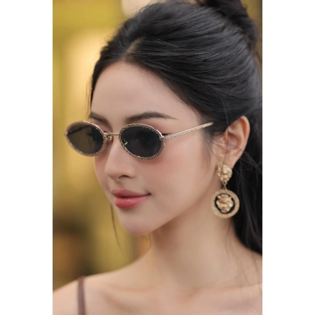 (KÈM BAO DA) Kính mắt Trời Trang Gọng OVAL  hàng AUTH cao cấp hàng siêu đẹp (SX4M)