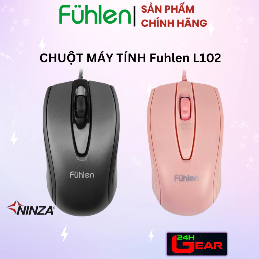 Chuột máy tính có dây Fuhlen L102 Đen / Hồng - Chính Hãng BH 24 tháng