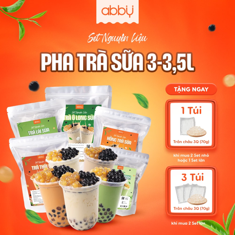 [ABBY - TẶNG TRÂN CHÂU 3Q] Set trà sữa tự nấu ABBY, set trà thái xanh, trà lài, hồng trà, ô long 1-1,2L và 3-3,5L