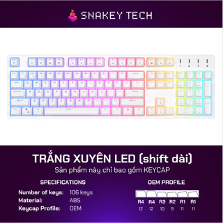 Keycap trắng xuyên LED profile OEM 106 phím