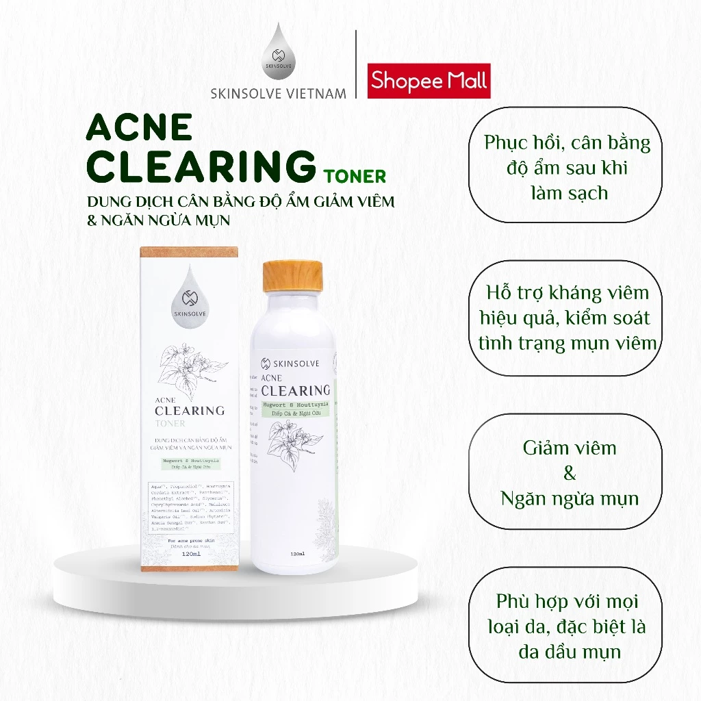 Dung Dịch Cân Bằng Độ Ẩm Giảm Viêm, Ngừa Mụn Từ Diếp Cá & Ngải Cứu 120ml - Acne Clearing Toner