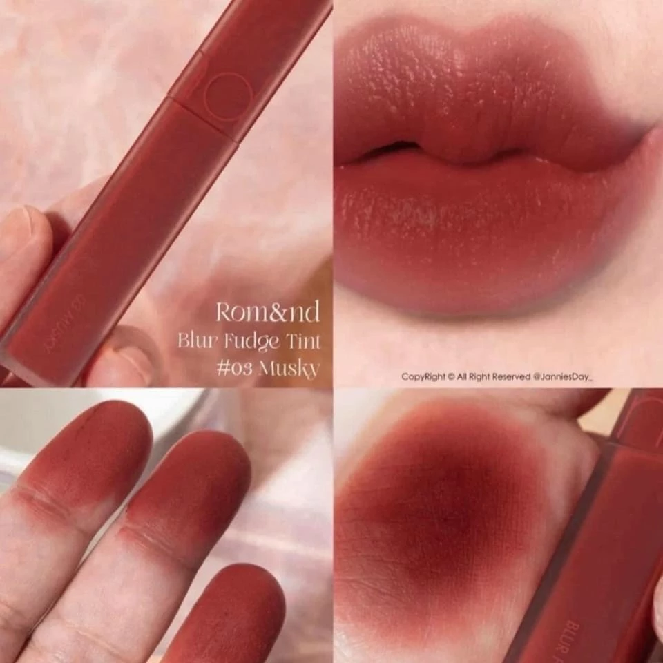 Son kem lì Romand Blur Fudge Tint màu 03 Musky Đỏ Gạch