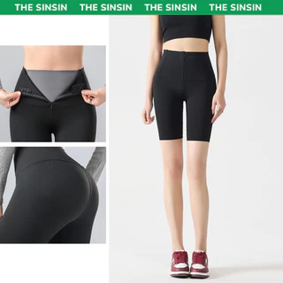 Quần legging đùi cạp cao khóa sút SINSIN gen bụng nâng mông chất liệu su cao cấp