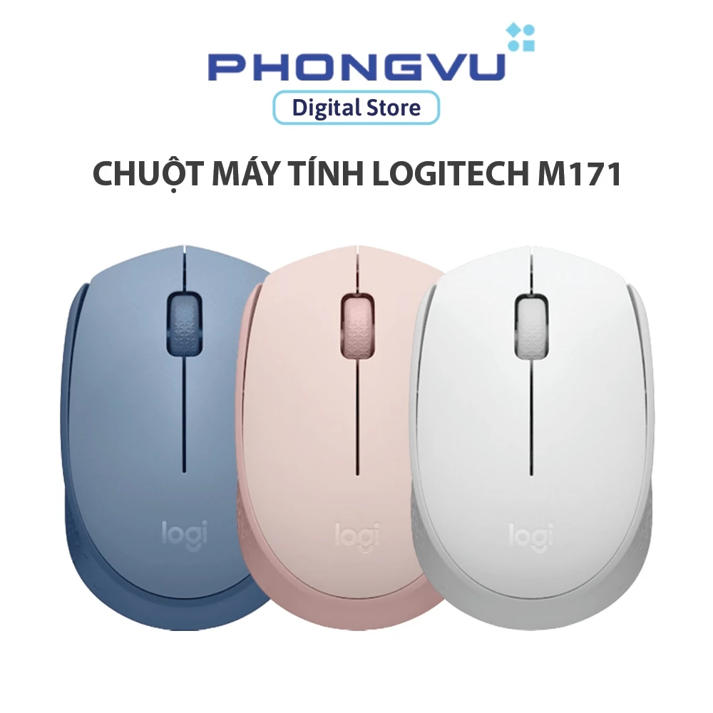 Chuột không dây Logitech M171 - Kết nối 2.4GHz - Pin 12 tháng - 3 nút bấm - Bảo hành 12 tháng