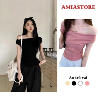 Áo trễ vai nữ, áo kiểu nữ phong cách tiểu thư thanh lịch amiastore