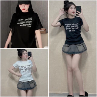 Áo Thun Babytee In Chữ Nhỏ Trước Ngực Chất Cotton Siêu Hot, Kèm Ảnh Thật