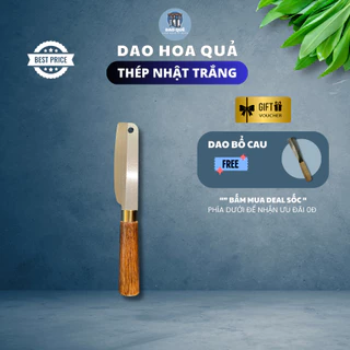 Dao thái và gọt hoa quả thép Nhật trắng không gỉ - Chuôi gỗ xoan