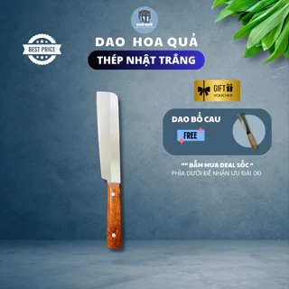 Dao thái và gọt hoa quả thép Nhật trắng không gỉ - Chuôi gỗ hương