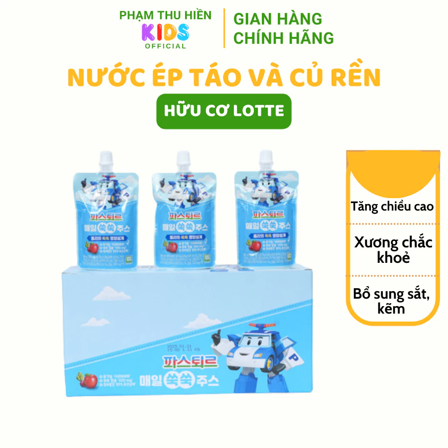 Nước dinh dưỡng LOTTE chiết xuất táo và củ rền hỗ trợ tăng chiều cao và hệ miễn dịch toàn diện