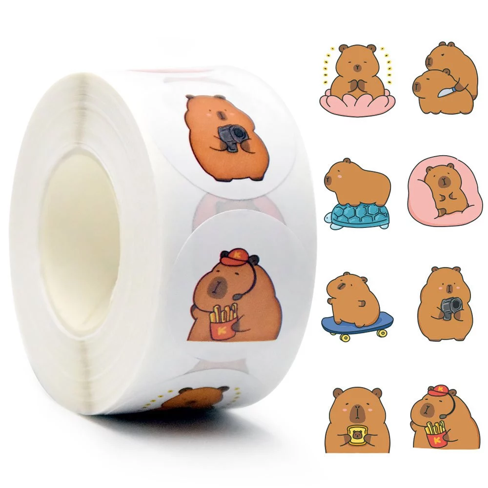 1k - Tách lẻ 100 hình dán sticker Capybara đáng iu (ko giao cuộn)