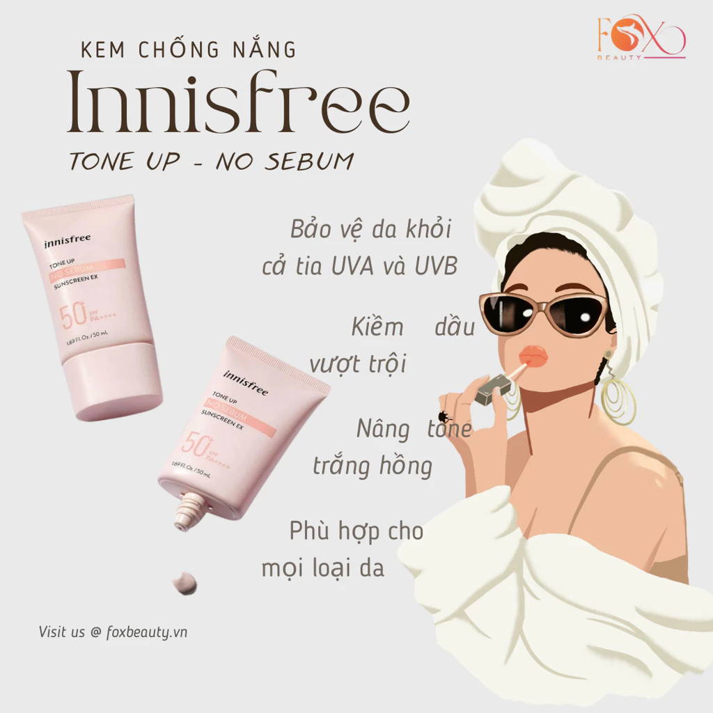 Sỉ- Kem chống nắng innisfree nâng tone trắng da kiềm dầu 50ml Hàn Quốc mẫu mới