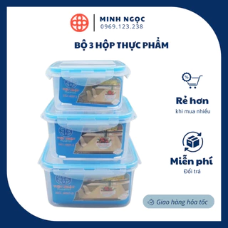 Bộ 3 Hộp Thực Phẩm(MS: 6535/6536/6537), Hộp Nhựa Bảo Quản Đồ Tươi Việt Nhật - Để Tủ Lạnh Giữ Nhiệt Tiện Lợi