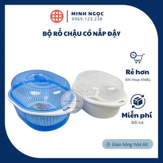 Bộ rổ chậu có nắp đậy Việt Nhật 2 size hàng cao cấp tiện lợi, tránh côn trùng (MS:3271/3272)