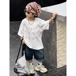 Set quần áo cộc số đính đá siêu bảnh quần jean rộng dáng hiphop hàng QCCC by KID CLOTHING