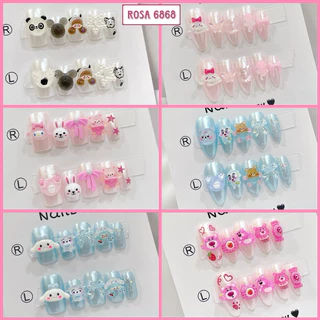 Nailbox thiết kế tổng hợp (3) móng úp móng giả hoạt hình cinnamoroll gấu dâu tráng gương hoạt hình dễ thương - Rosa 6868