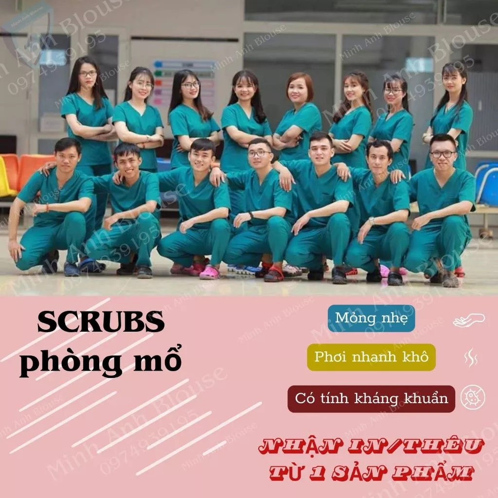 Bộ scrubs phòng mổ - Bộ đồ spa vải Lon cho nam và nữ