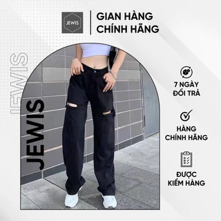 Quần Kaki Suông JEWIS Cắt Xẻ Cá Tính  Màu Đen Xanh Trắng -  J151