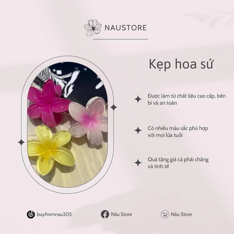 Kẹp hoa sứ mang BA màu sắc rực rỡ nhưng dịu nhẹ mùa hè Nâu store