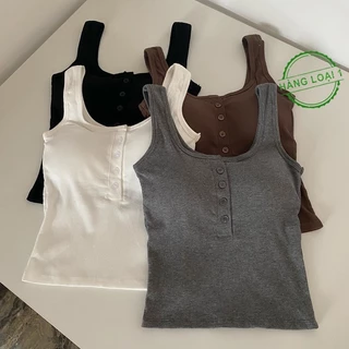 Áo Ba Lỗ Nữ Khuy Cài Kèm Mút Ngực Croptop Kiểu Dáng Trẻ Trung (Freesize dưới 52Kg) ABJA09