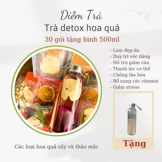 ( TẶNG BÌNH 500ml ) COMBO 30 Gói Trà DETOX Hoa Quả Giải Nhiệt Giữ Dáng Bổ Gan Sáng Mắt Giảm Mụn