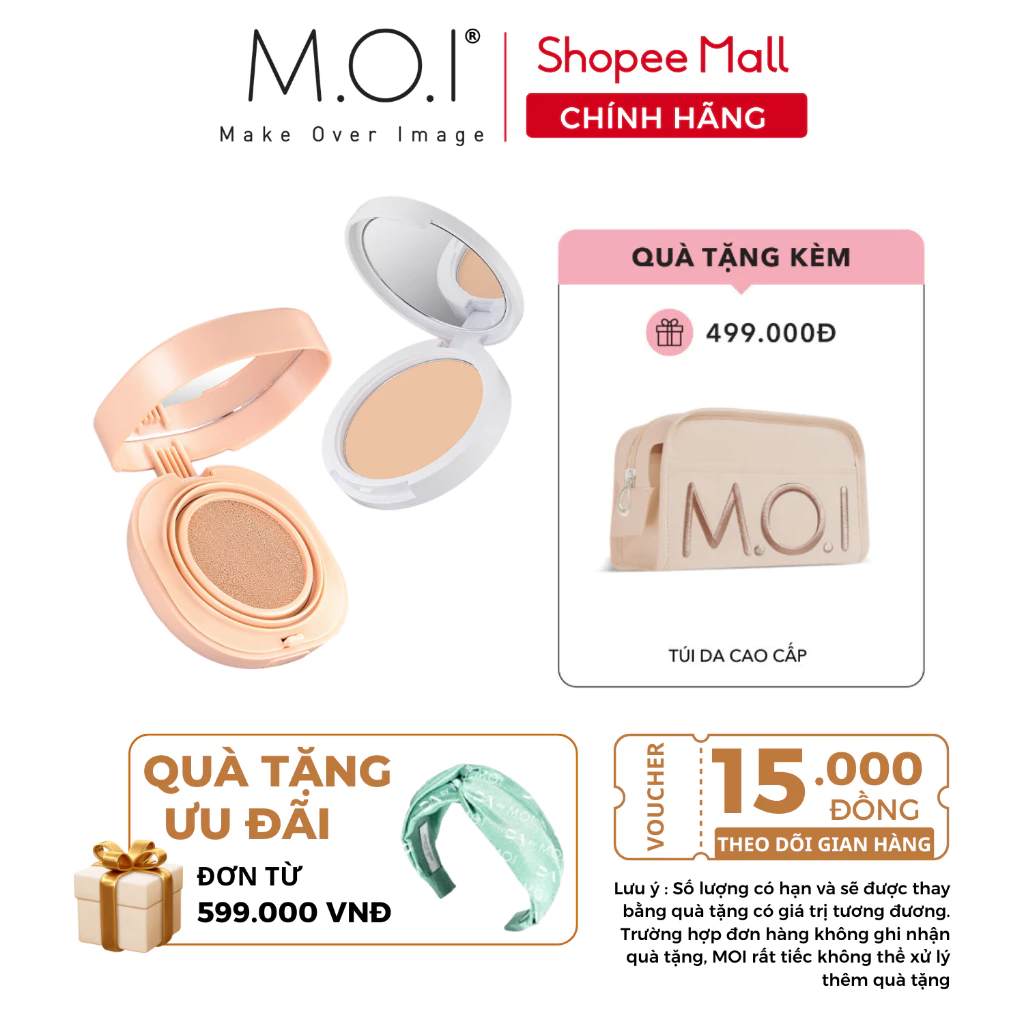 Bộ đôi MOI Cosmetics Phấn nước Baby Skin Cushion và Phấn Phủ Baby Skin Powder