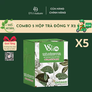 Combo 5 Hộp Trà Giảm Cân Đông Y X2 Vslim