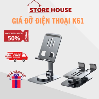 Giá Đỡ Điện Thoại K61, Xoay 360 độ Lót Chống Trượt, Hợp Kim Chắc Chắn, Nhỏ Gọn, Tiện Lợi