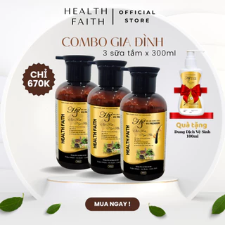 Combo Gia Đình 3 Chai Sữa Tắm Thảo Dược HF Chiết Xuất Thiên Nhiên Dưỡng Da Khoẻ Đẹp - Health Faith