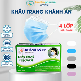 Khẩu trang y tế Khánh An 4 lớp cao cấp chống bụi kháng khuẩn hiệu quả  hộp 50 cái KAKTL2