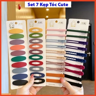 Bộ Kẹp Tóc Set 7 Cái  Màu Sắc Đơn Giản Phong Cách Cá Tính Xinh Xắn Đáng Yêu Cute