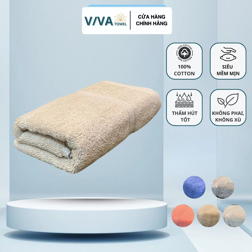 Khăn Gội Đầu, Khăn Lau Tóc, Khăn Tắm VIVA TOWEL, Mềm Mại, Dày Dặn, Thấm Hút Tốt, Không Phai Màu 35x80cm